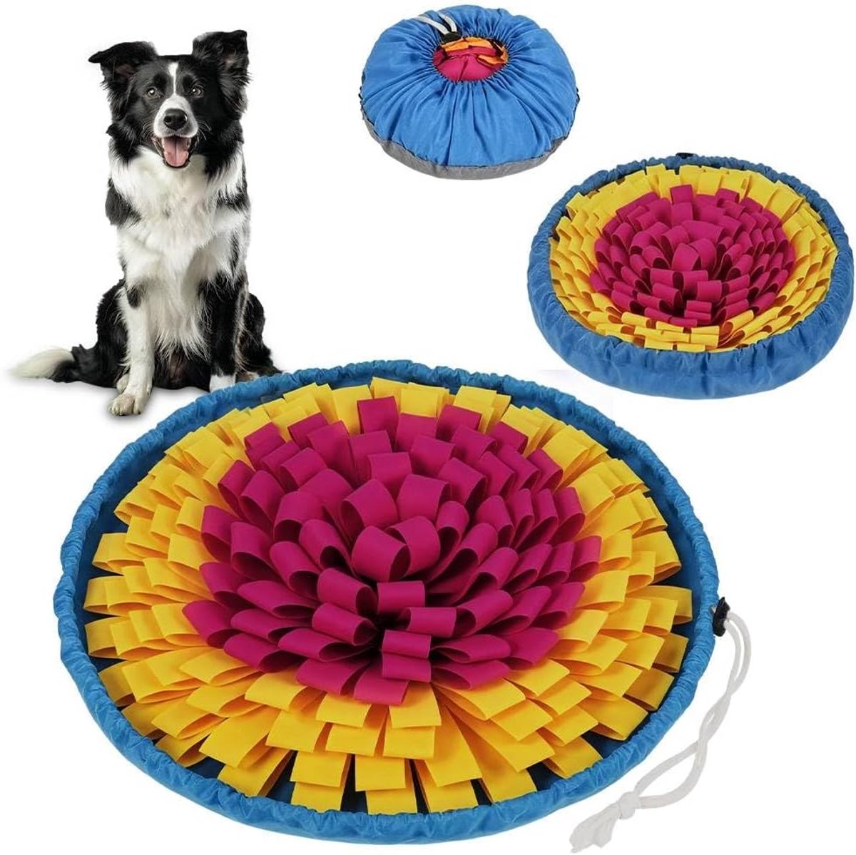 Snuffelmat voor honden, voedermatten voor honden stimuleert natuurlijke foerageervaardigheden, langzaam eten, stressverlichting, wasbaar interactief speelgoed voor grote honden en puppy's (48cm