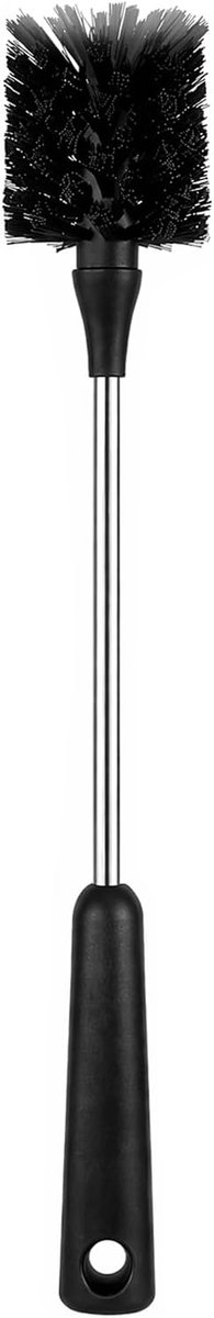 Flessenborstel, 37,5 cm, lange flessenreiniger, borstel met roestvrijstalen handvat, reinigingsborstel met nylon borstelharen, afwasborstel, reinigingsborstel, flessenborstel, glazen borstel voor