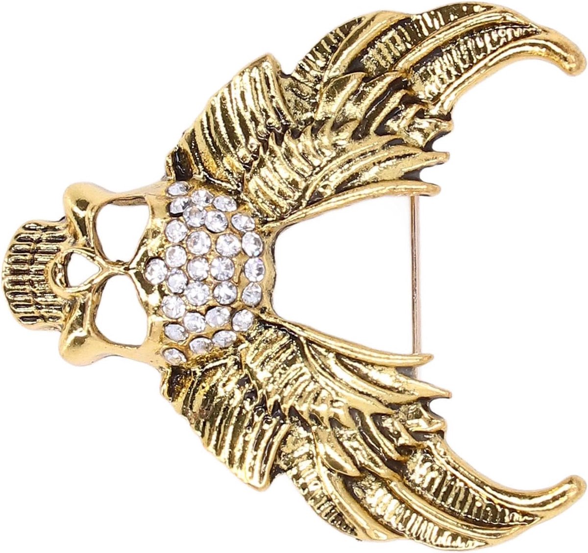 schedel broche, kristallen schedel hoofd broche handgemaakte sprankelende persoonlijkheid voor jas voor pak!(Oud goud)