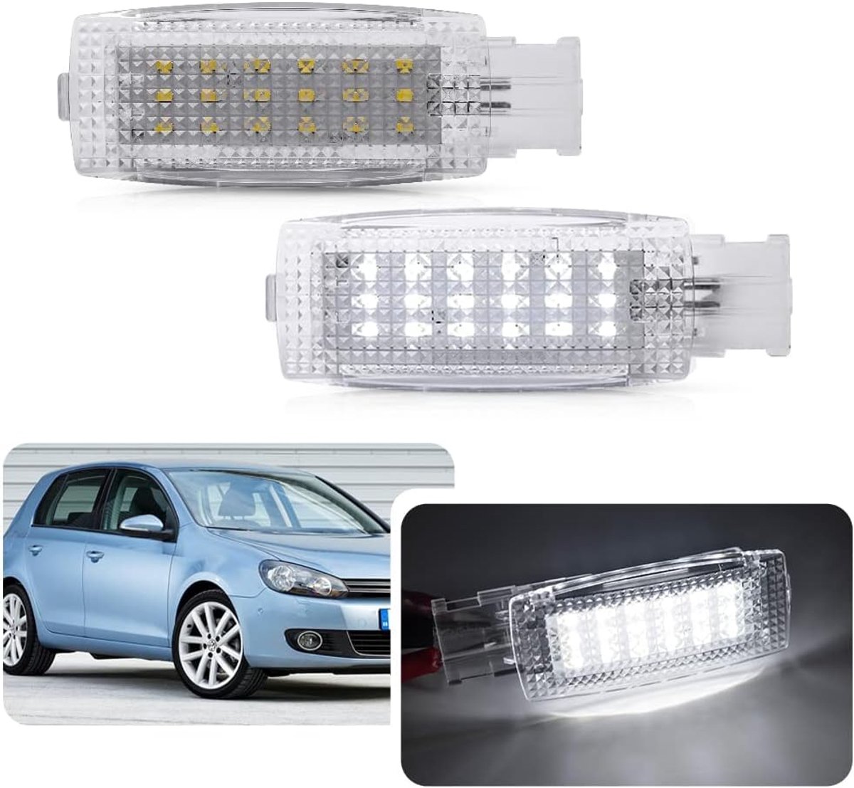 2-delige set LED-koepel zonwering make-upspiegel-leeslampje voor VW Golf MK4 MK5 MK6 MK7 Passat CC B5 B6 B7 Polo Tiguan Touran EOS voor Skoda Superb Seat Leon Toledo