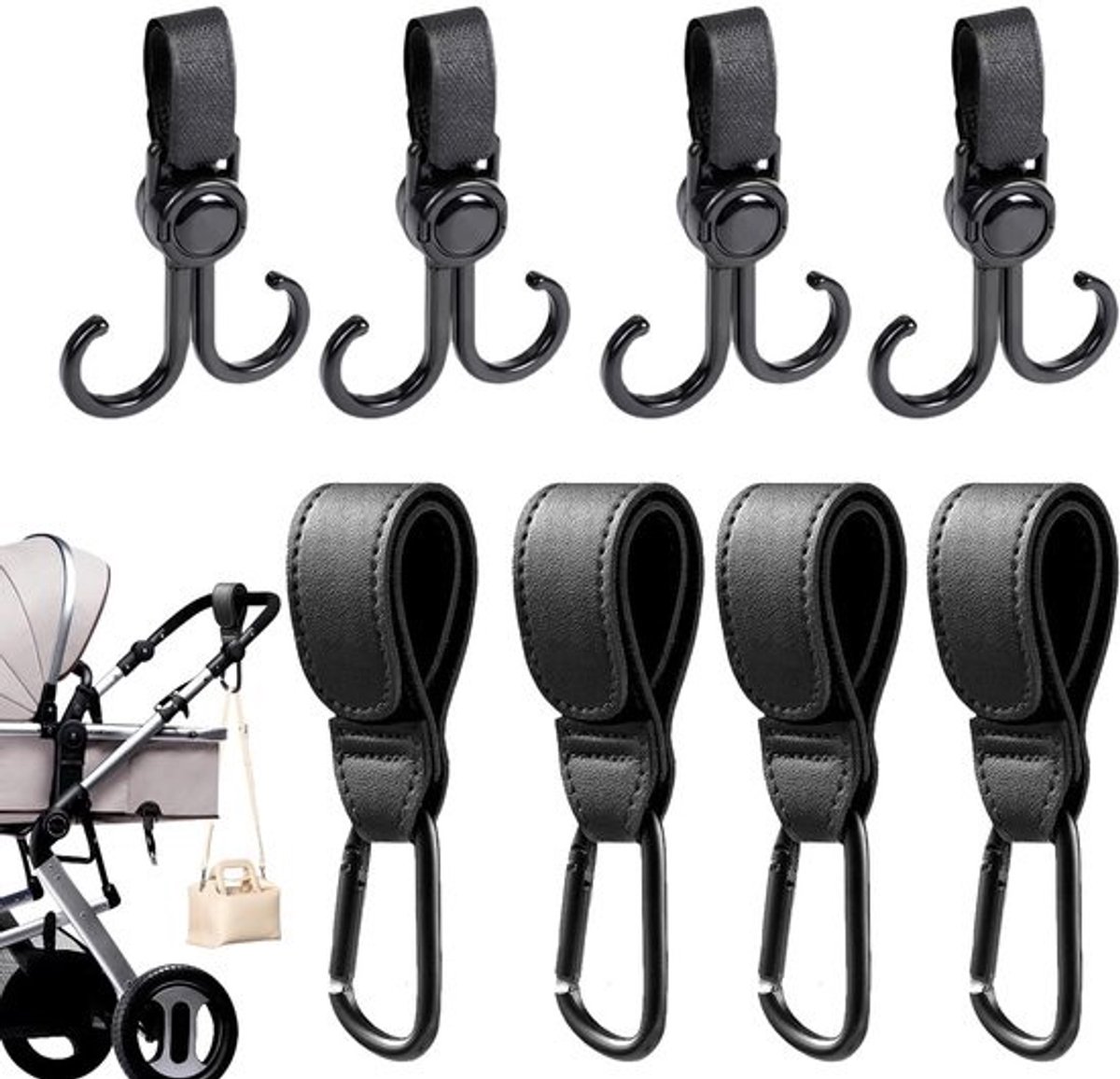 Dailygoods - Set van 8 Universele Buggyclips voor Kinderwagens