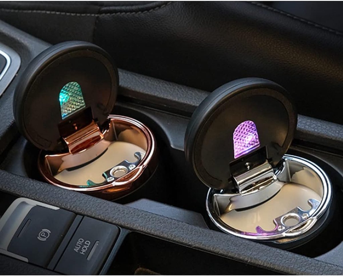 Asbak Auto asbak afneembare keramiek auto asbakken met en verwijderbare lichtere zonne-energie en USB dubbele opladen auto cup houder Asbakken (Color : Silver)