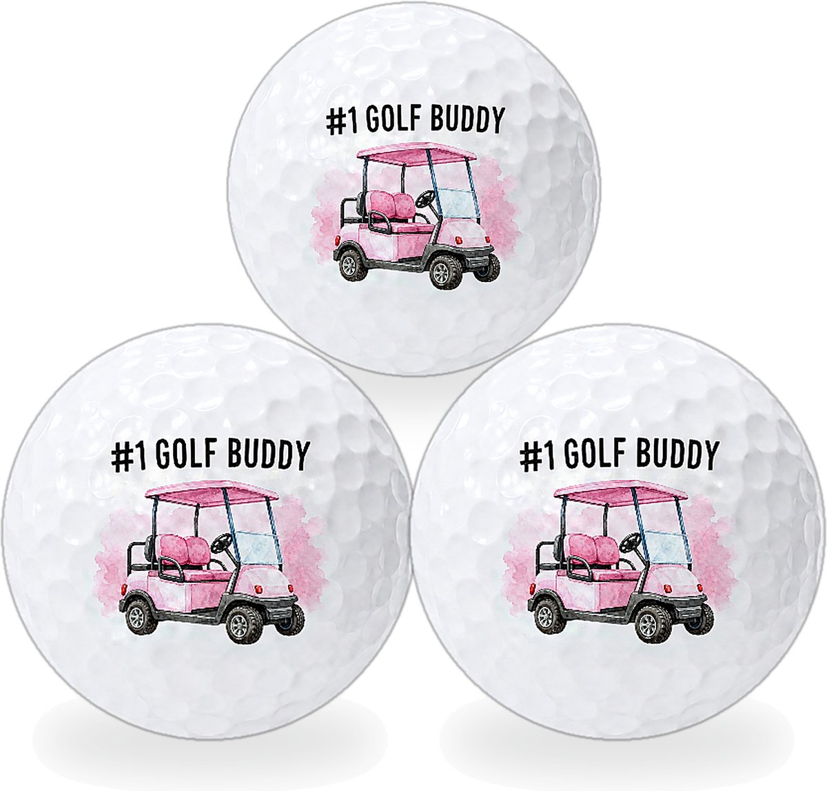 Golfballen Golf Buddy Roze - Vriendschap Golf Cadeau - 3 stuks - Wilson - Bedrukte Golfballen