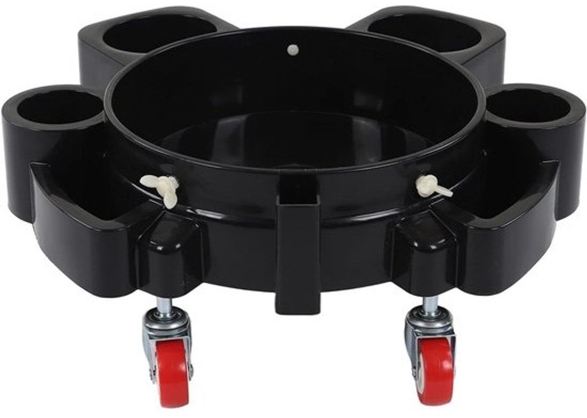 Rollemmer Dolly - Verrijdbare Emmer - Auto Detailen - Met Remmen - 300 mm Diameter - Zwart