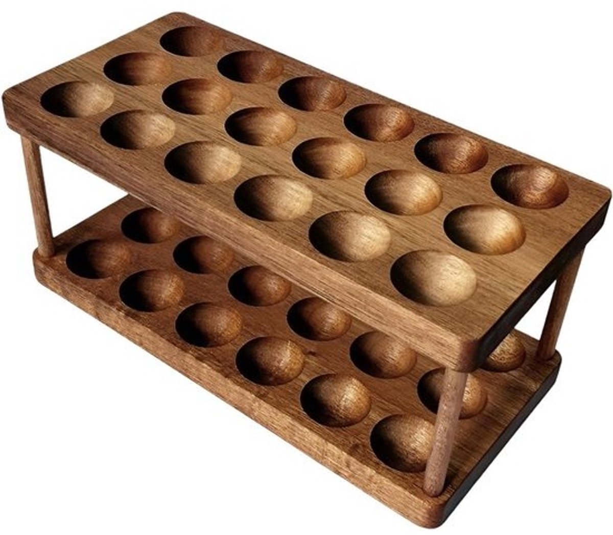 Eierhouder Hout - Opbergmand Keuken - Eieren Organiseren - Rustieke Houtnerf - 36 Eieren Capaciteit - Donker Hout