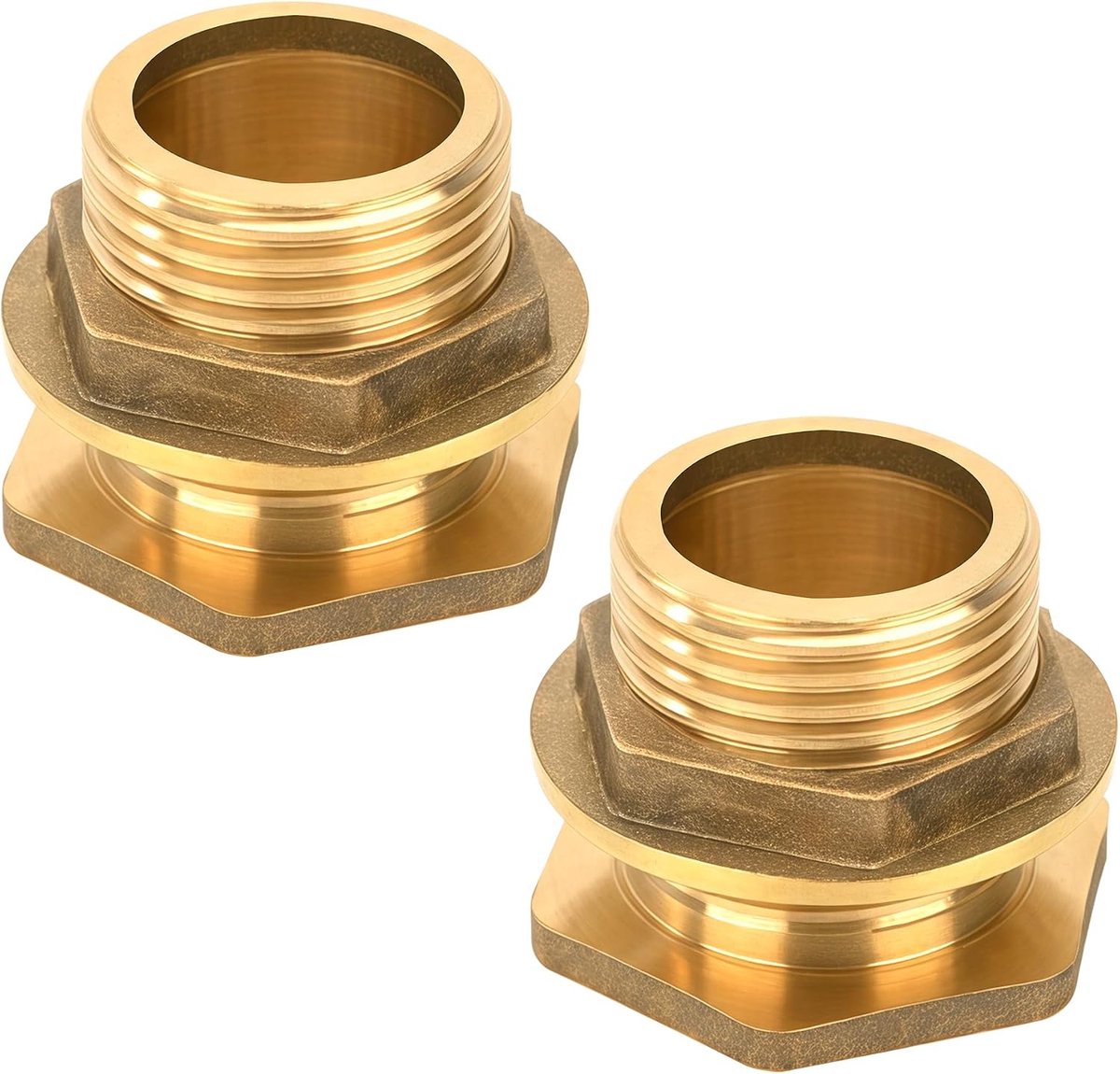 Tankfittingen, 26 mm 1" Mannelijke Regenwater Tankaansluiting van Messing, Adapterconnector voor Watertank, Tonnekkranen, Emmers (2 stuks)
