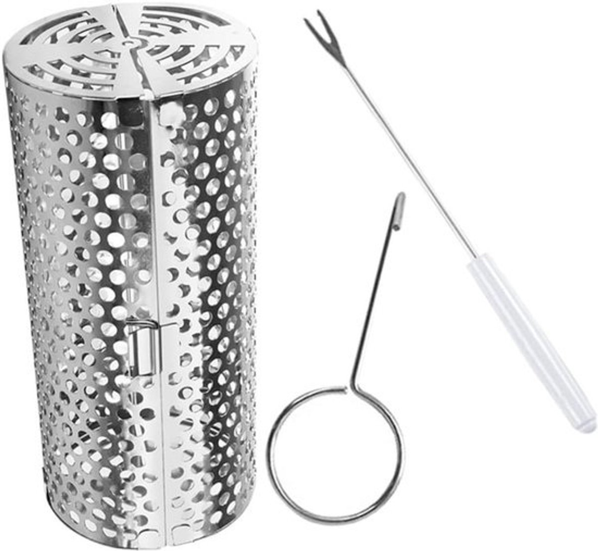 Rollende Grillmand - Barbecue Kooi - Buiten Koken - Gelijkmatige Warmte - 20 x 9 x 9 cm - Zilver