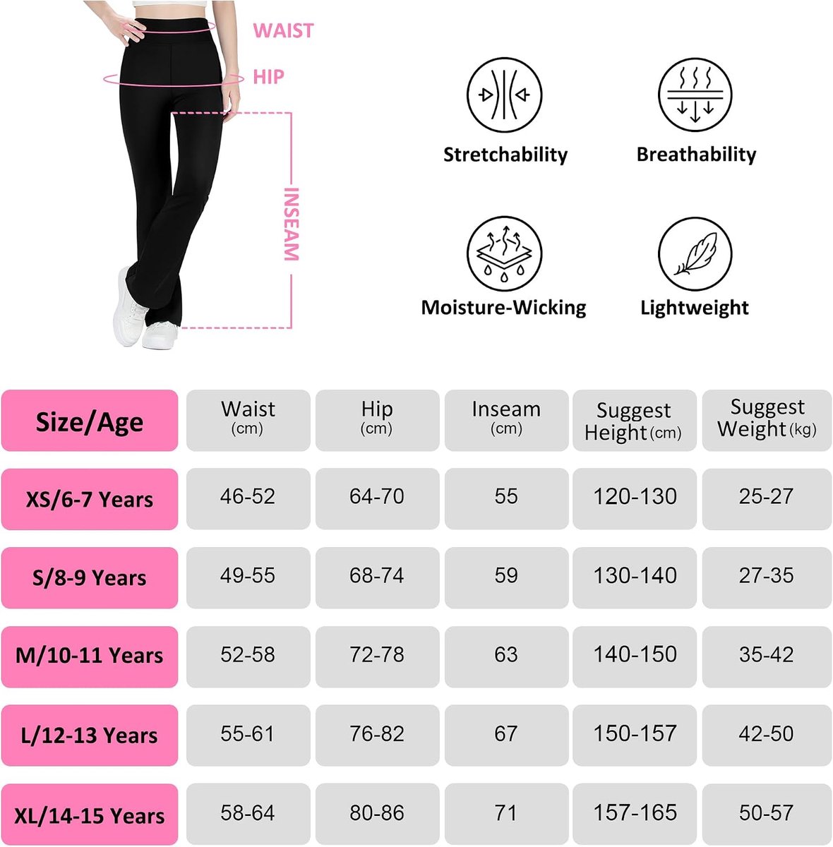 ELEPHANT Meisjes Fleece Gevoerde Flare Leggings, Hoge Taille Atletische Bell Bottom Broek voor Kinderen