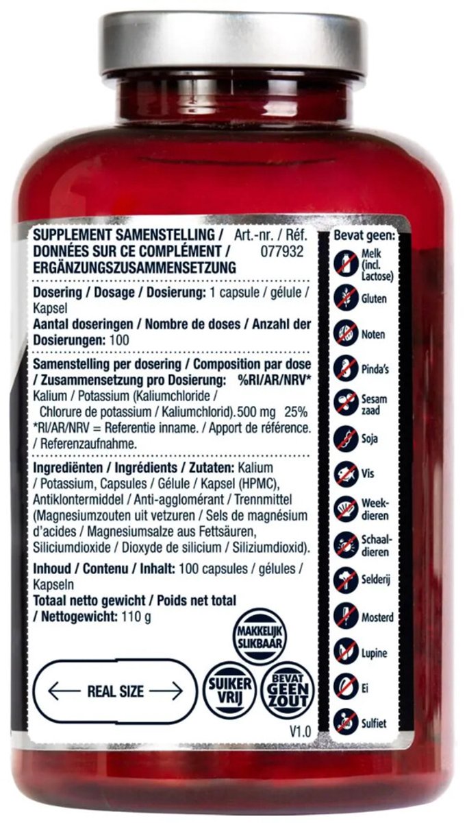Lucovitaal Kalium Potassium Puur 500mg 100 capsules