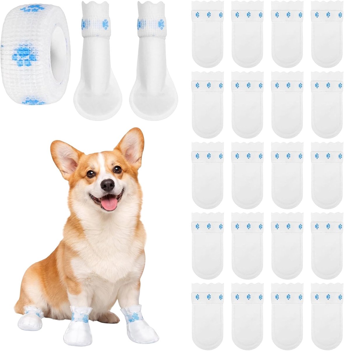 Schoenen, pootbescherming, hondensokken, lekbescherming voor gewonde poten, waterdicht en ademend, wegwerp-hondenlaarzen voor honden, 7,3-17,2 kg (maat M)