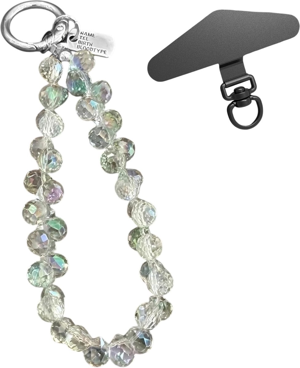 telefoonhanger, armband, schattig koord met parels voor mobiele telefoon, accessoires voor polsband, sleutelhanger met telefoonhanger, kleurrijk, stijl B