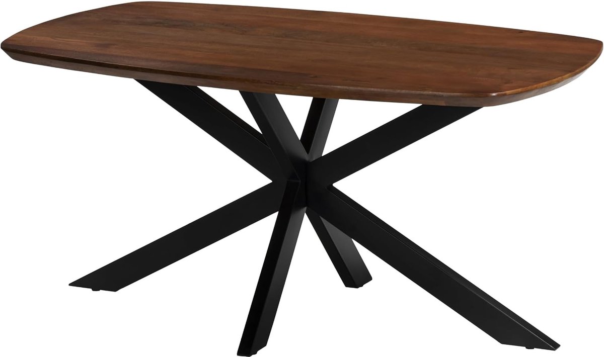 Eettafel deens ovaal mangohout 160cm Jordan bruin ovale tafel duurzaam mango eetkamertafel