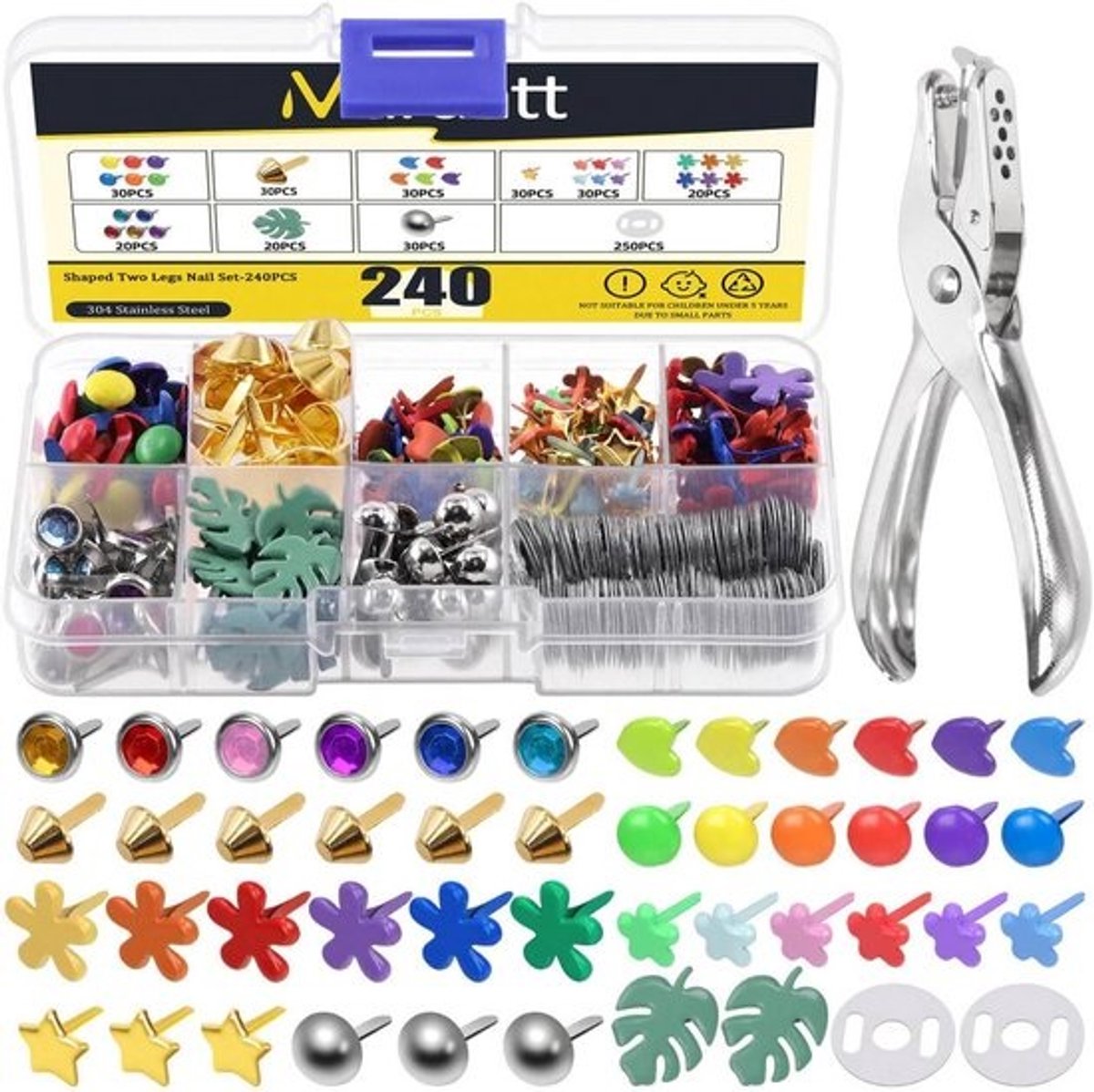 240 Stuks Veelkleurige Metalen Vastellers voor Scrapbooking en Knutselen
