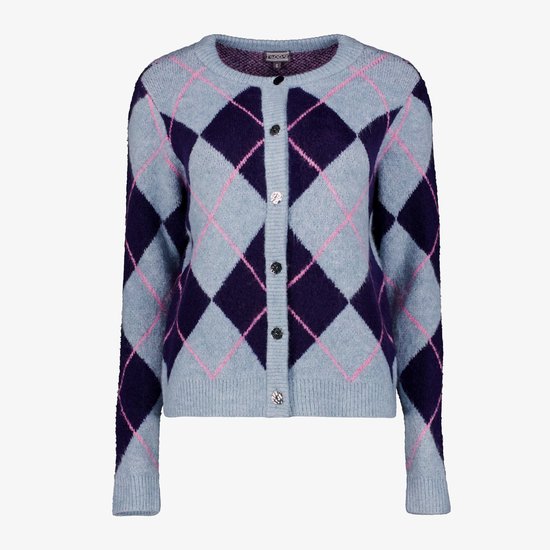 TwoDay geruit dames vest blauw - Maat XL