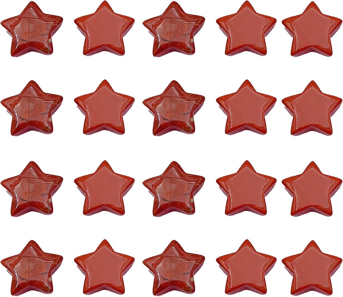 kristallen stenen set, 20 stuks natuurlijke sterren edelstenen, gepolijste stenen, geluksstenen, decoratieve stenen voor decoratie en Reiki-heling (rood)