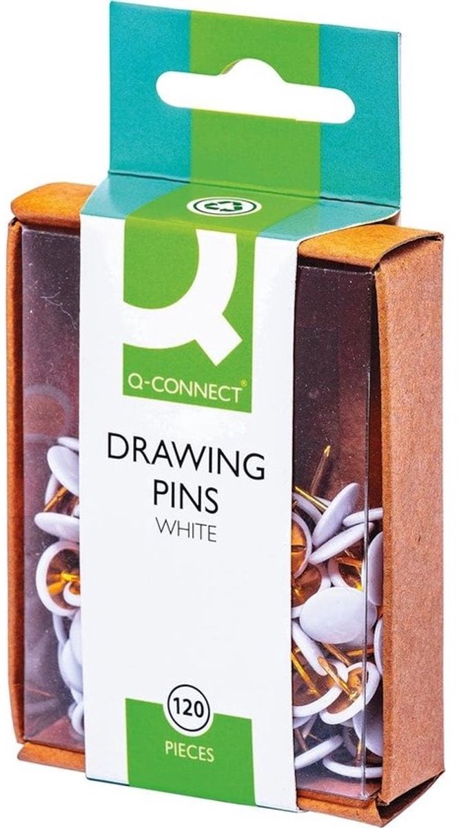 Q-Connect KF02019Q Spijkers met Massieve Kop, 120 stuks, Wit
