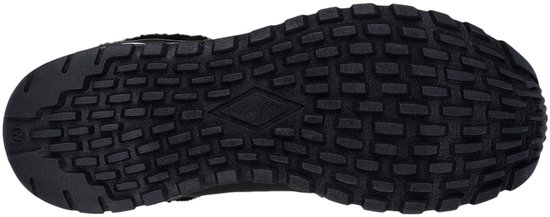 Onderkant van de zwarte Skechers schoen met grof profiel voor goede grip.