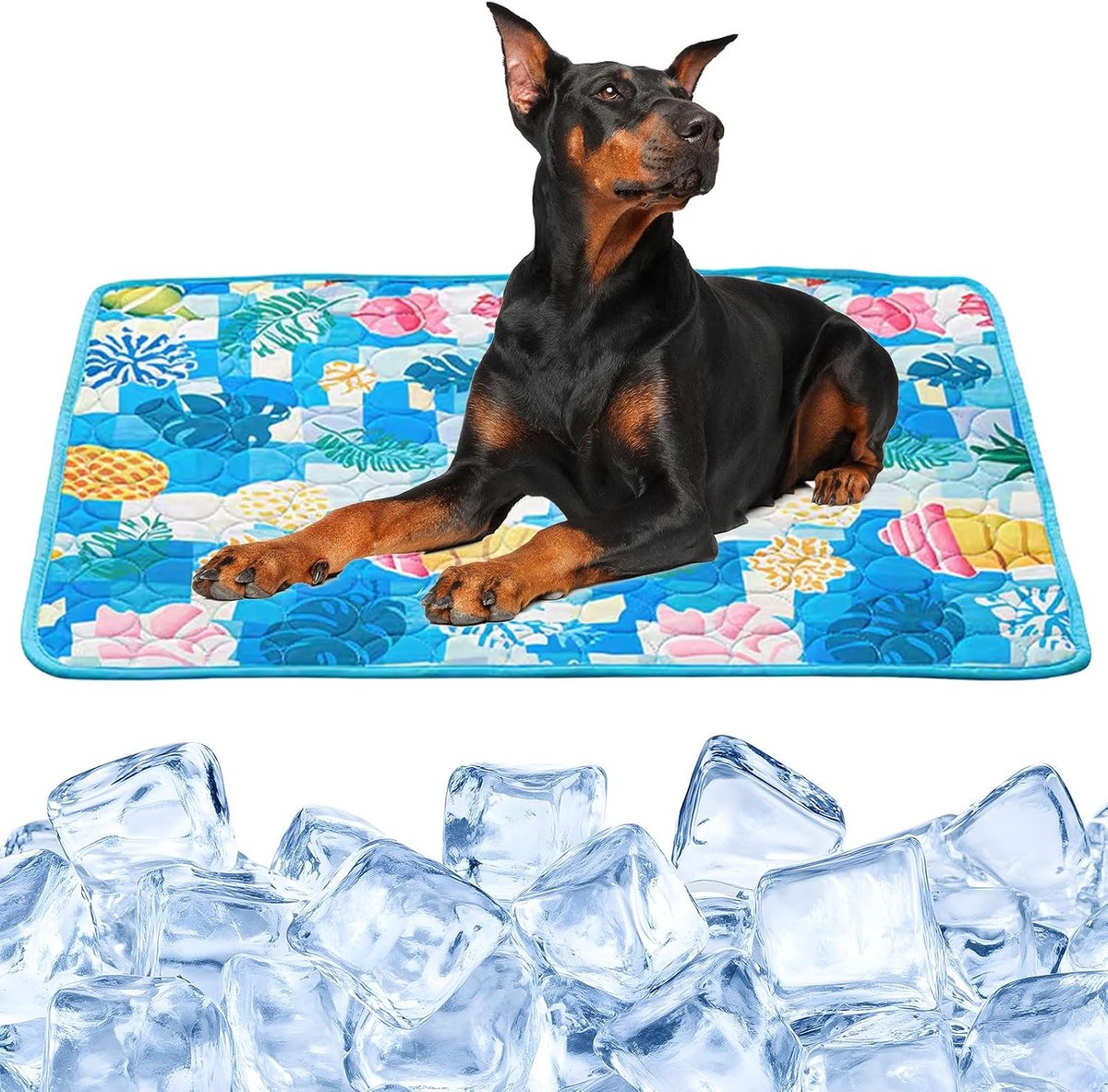 Koelmat voor honden en katten, zelfkoelende hondenmat, koelmat voor honden en katten, zelfkoelende mat voor huisdieren, zomerkoelkussen voor buiten, auto, binnen (blauw 2, 150 x 100 cm)
