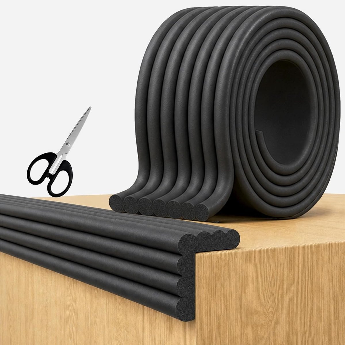 5 m x 8 cm zelfklevende schuimrubberen randbescherming voor baby's, zwart