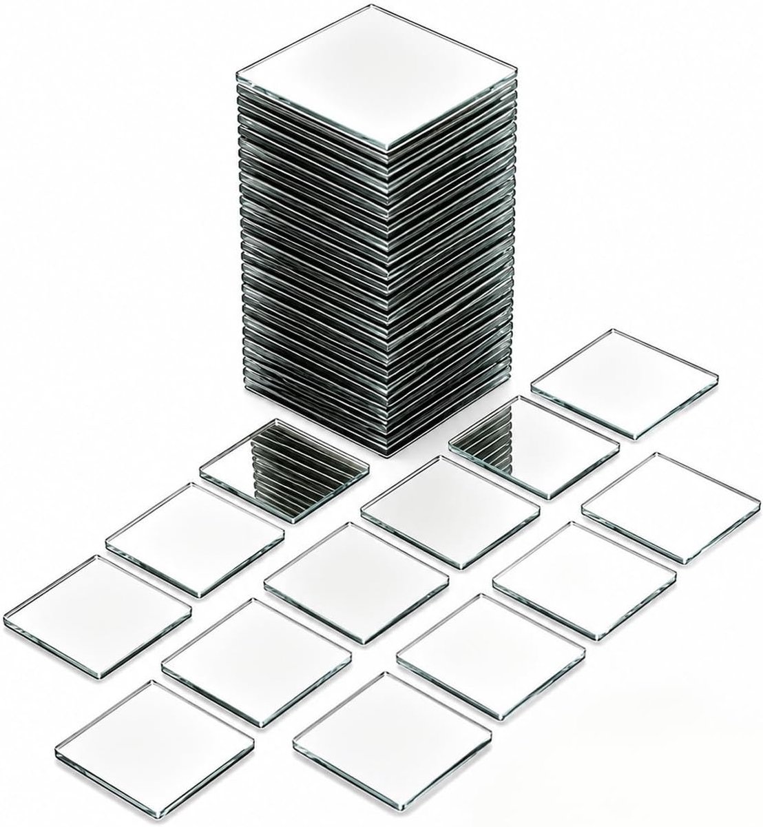 100 stuks zelfklevende spiegelmozaïeken, transparant en onbreekbaar acryl, doe-het-zelf design zonder spijkers om ruimtes uit te breiden en het natuurlijke licht te optimaliseren
