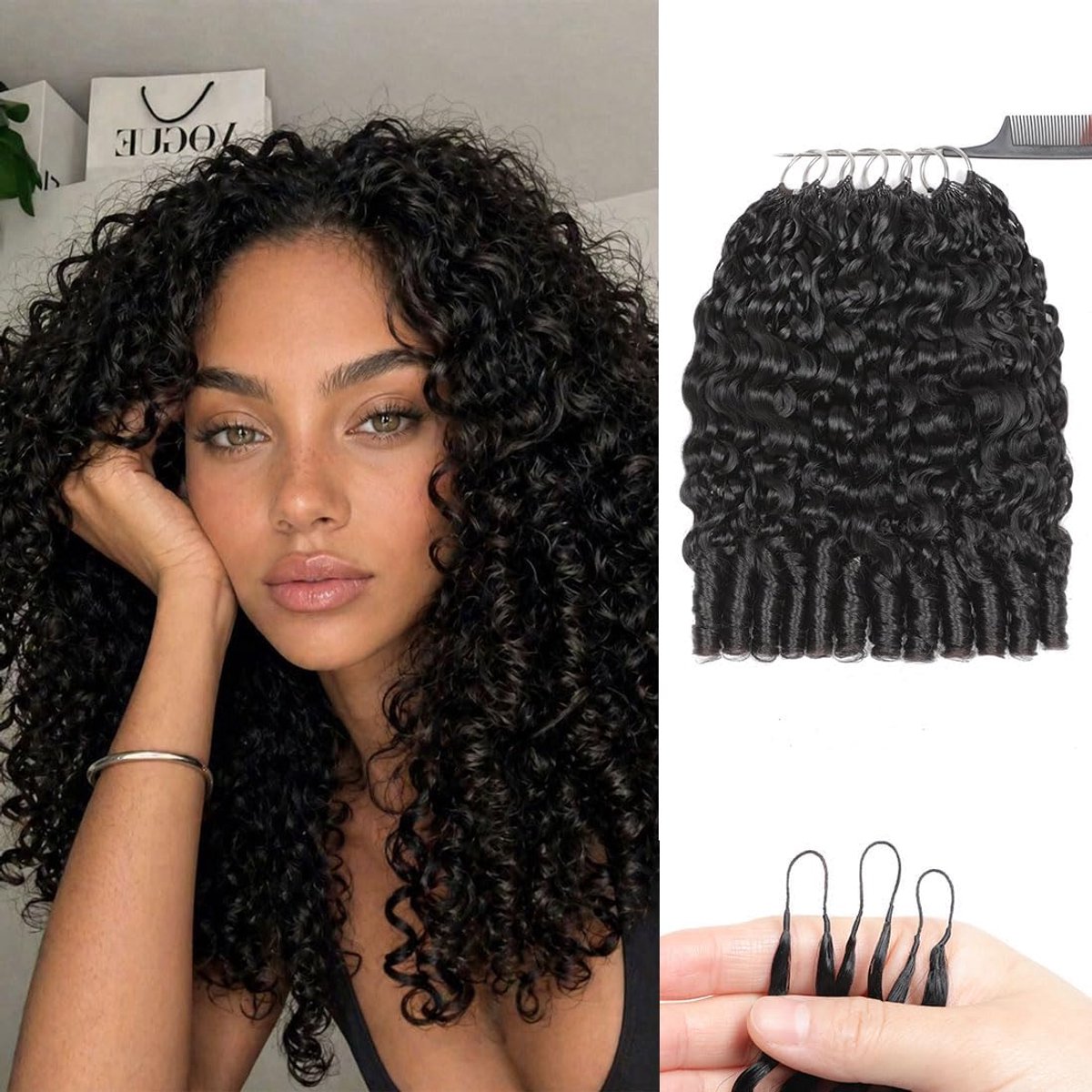 Miracle Knots Hair Crochet Human Hair Bundles for Black Women 20 Zoll Burmese Curly Natural Black Human Hair Crochet 150g 120Pcs Invisible Knotless Curly Schwarz Echthaar Haarverlängerungen
