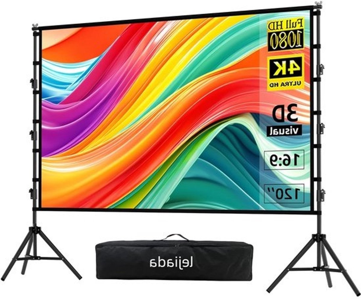 Projectorscherm met standaard - Beamerdoek Projectiedoek - Home Cinema - 160 graden kijkhoek - 120 inch 16:9 - Wit