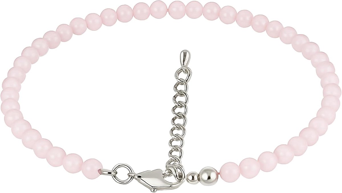 Plus Enkelbandje van echte edelsteen | 4 mm Ø parels | Lengte: 25 cm + 5 cm verstelbaar | Edelsteen sieraden natuursteen enkelbandje