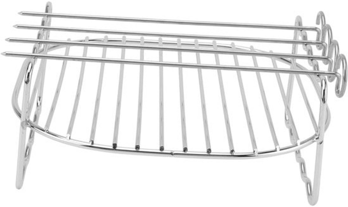 Keukenrek Accessoire - Grillrooster Steun - Airfryer Gebruik - Dubbele Laag Ontwerp - 17x17x7cm - Zilver