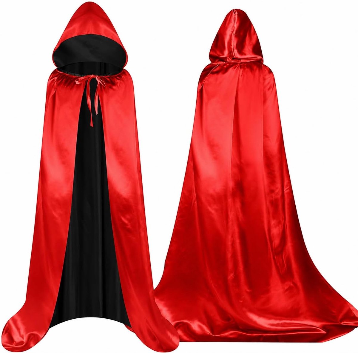 Vampiercape met capuchon voor Halloween, carnaval en carnaval, geschikt voor kinderen en dames en heren