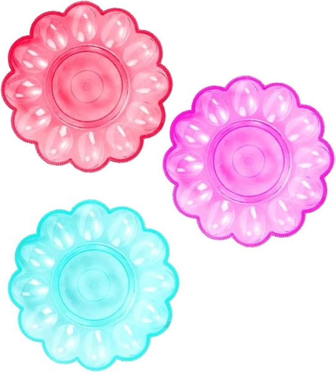 Ei Serveerplaat - Eierhouder Set - Keuken Organisatie - 3 Delige Set - 6 x 25 x 6 cm - Meerkleurig