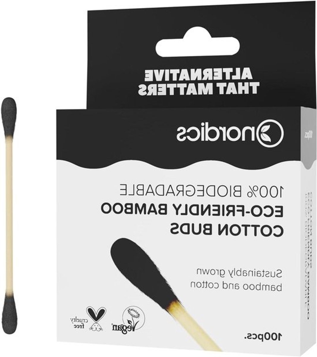 Cosmeticastokjes Bamboe - Wattenstaafjes Katoen - Make-up Aanbrengen - Actieve Kool - 50 g - Zwart