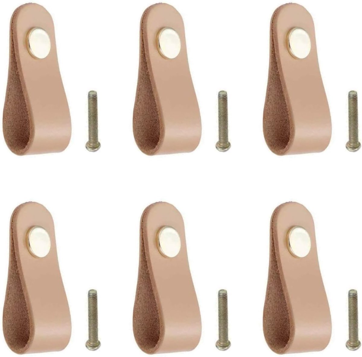 handgrepen, 6 stuks PU-lederen ladetrekken/knoppen/handgrepen/voor kledingkast kast aktetas koffer wijnkast houten doos geschenkdoos schoenendoos meubelbeslag met schroeven