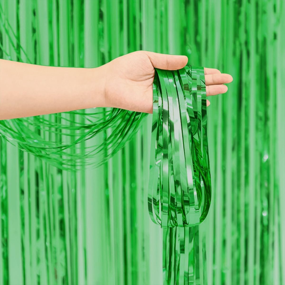 Backdrop Glittergordijn Groen Voetbal Versiering Glitter Deur Folie Gordijn Groene Versiering - 200 * 100Cm