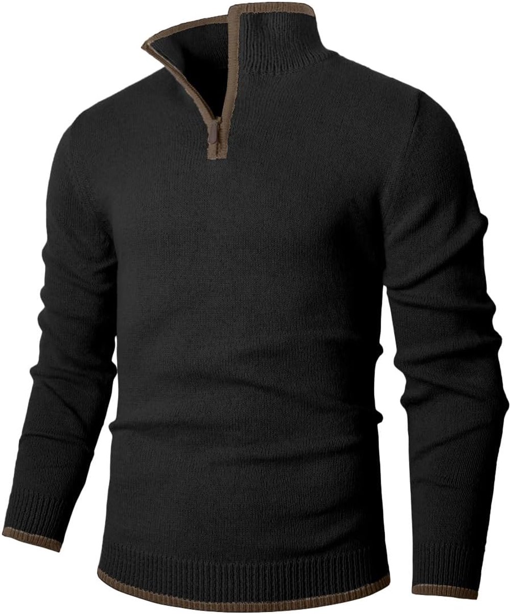Heren coltrui 1/4 rits pullover warm lange mouwen effen sweater casual top