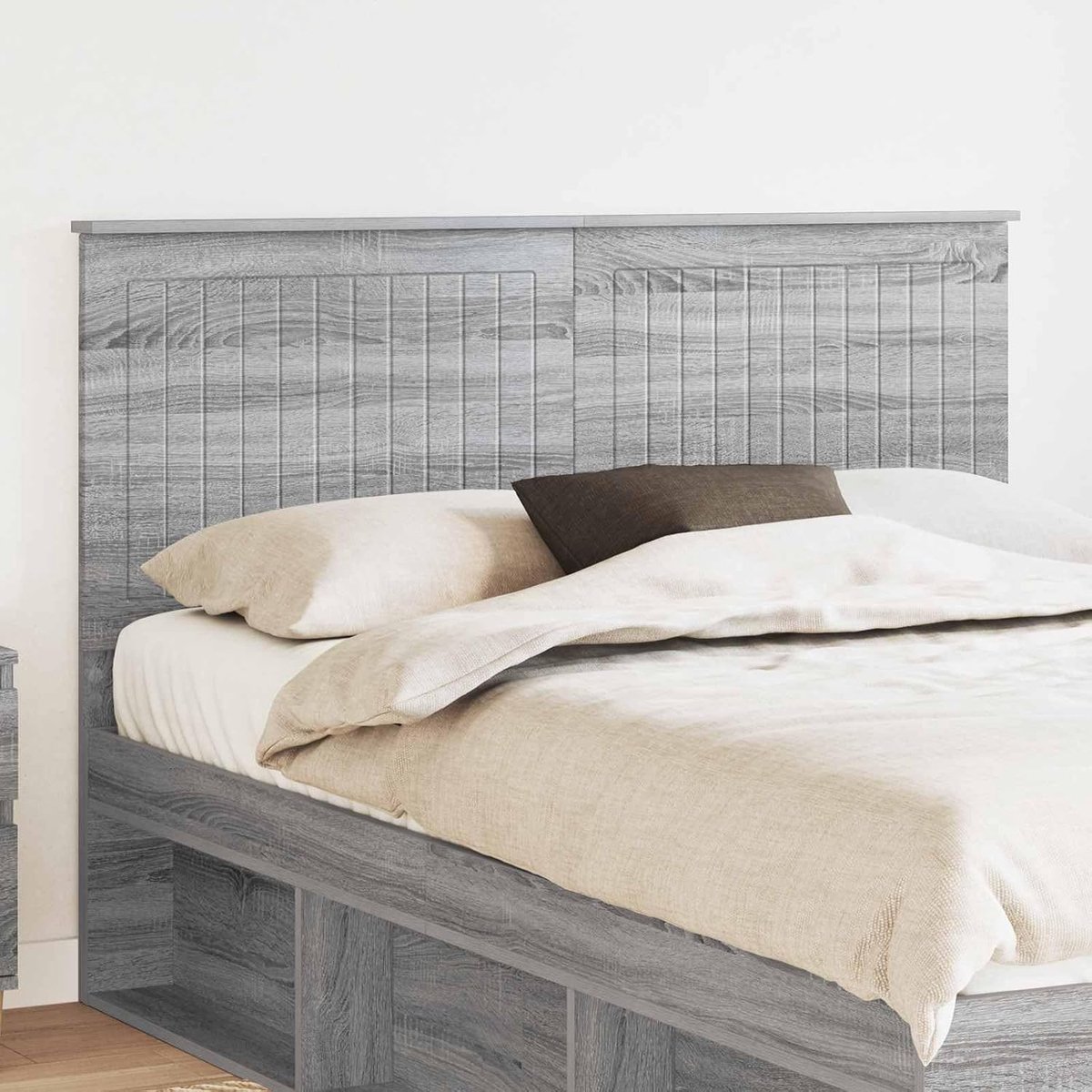 Hoofdeinde grijs Sonoma 140 cm van houtmateriaal, minimalistisch design, eenvoudige reiniging, stevige rugsteun, eenvoudige montage.