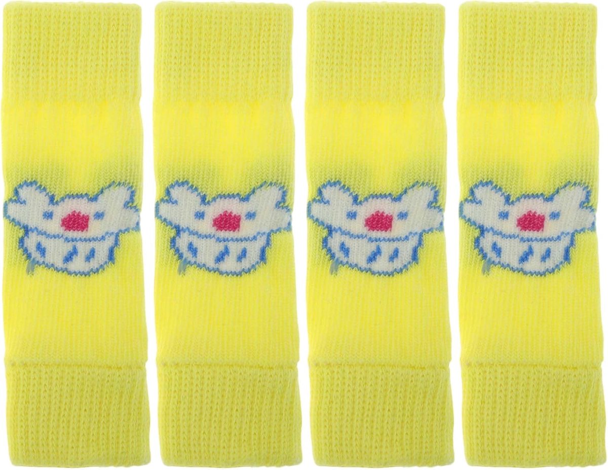 Pack van 4 hondenbeenwarmers winter zachte warme gebreide hondenbeenbeschermers, hondenbeenbeschermers gewrichtsbescherming, geschikt voor kleine honden kittens puppy's, medium, gele kat
