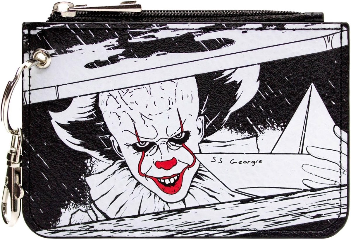 King's IT Pennywise Clown SS George Portemonnee/Beurs met Rits Muntenzakje Zakje Portemonnee/Beurs, Zwart