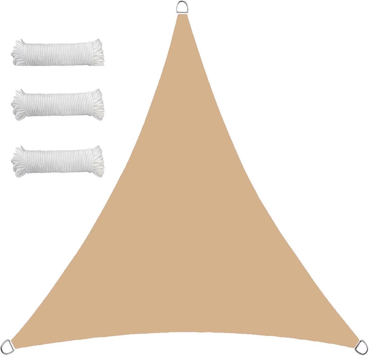 Outdoor, waterdicht, gelijkmatig, driehoekig, 1,6 x 1,6 x 1,6 m, schaduwzeilen, luifel, UV-bescherming voor tuin, terrasblok met touw, schaduwzeilset, beige