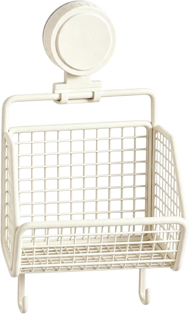 Wandmanden Voor Opbergruimte Metaal Met Haken En Heavy-Duty Zuignap | Badkamer Opberg Kleine Wandmand Voor Keuken Badkamer Douche Woonkamer Voorraadkast Appartement Toiletartikelen Spons Borstel