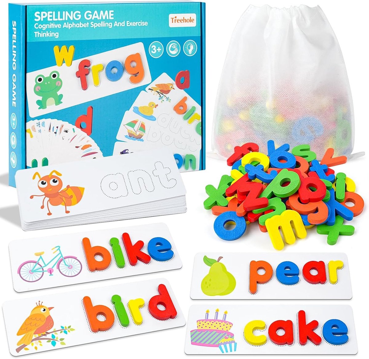 Educatieve Spelletjes voor Kinderen, Alfabet Flashcards en Spelling Speelgoed voor 2-6 Jaar, Montessori STEM Leerzaam Cadeau voor Peuters
