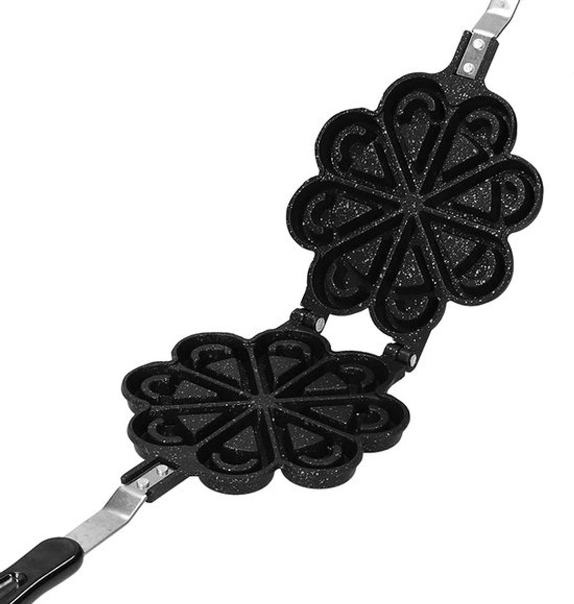 Wafelijzer Hartvorm - Eierpan Bakplaat - Lekkere Wafels Maken - Antiaanbaklaag - 37 x 16 cm - Zwart