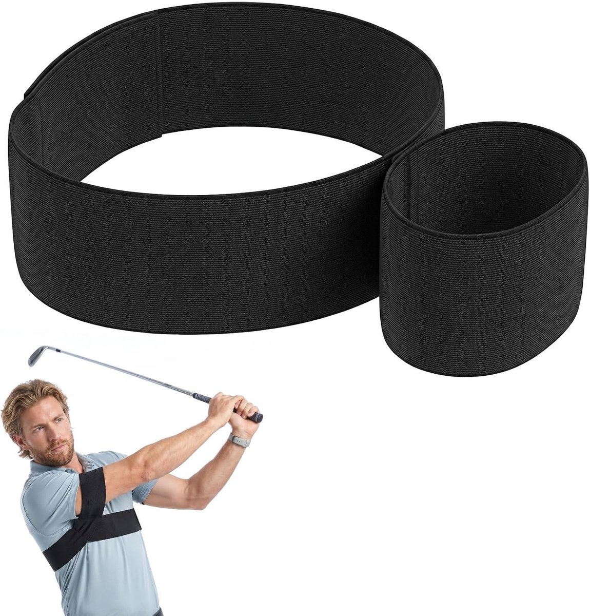 Verbeter je golftechniek met een 80 x 8 cm elastische golf swing band van geweven stof, ideaal voor swinghouding en vaardigheden verbeteren