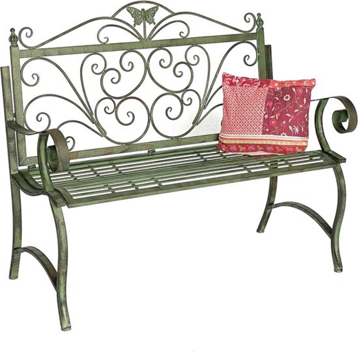 Elegante Weerbestendige Tuinbank 2-zits Metaal Patina Groen 120 cm