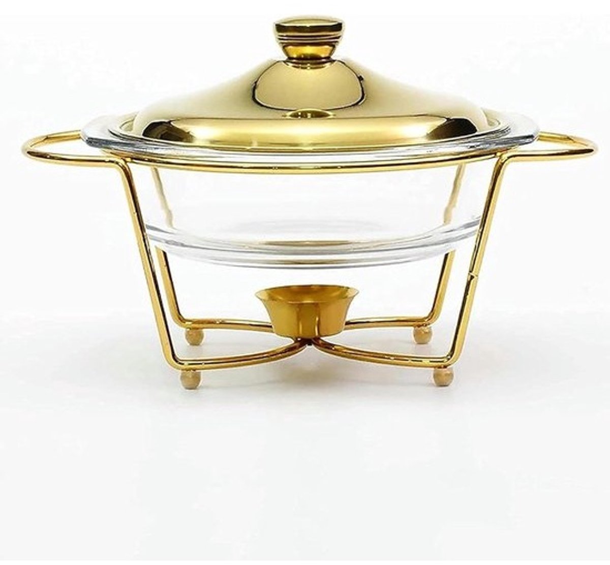 Chafing Dish Buffetset - Voedselwarmer Serveer - Buffetten Warm Houden - Zichtbaar Glazen Deksel - 2 Liter Capaciteit - Zilver