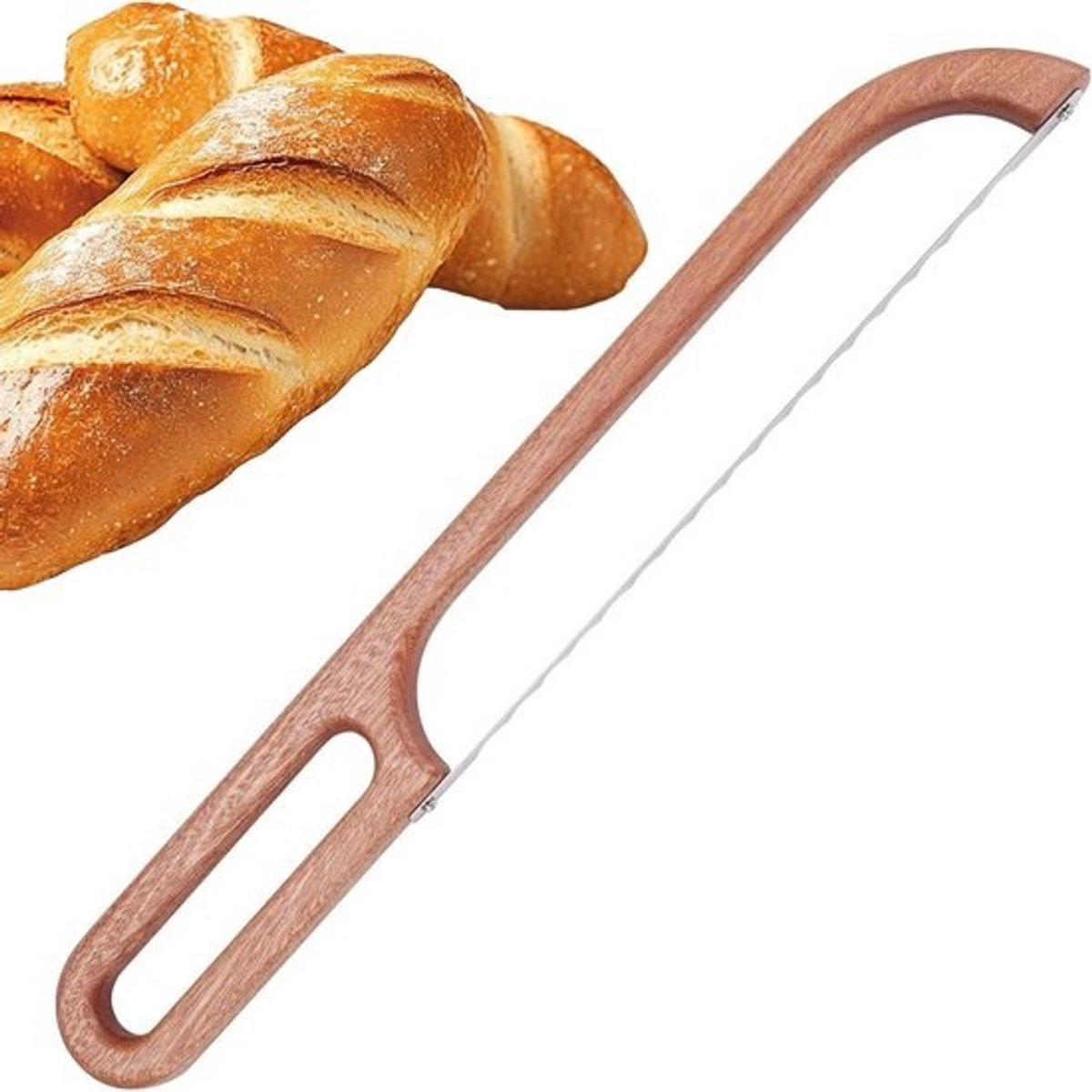 Broodsnijder Hout - Zuurdesem Snijder - Gelijkmatig Brood Snijden - Ergonomisch Handvat - 28 Centimeter - Niet gespecificeerd