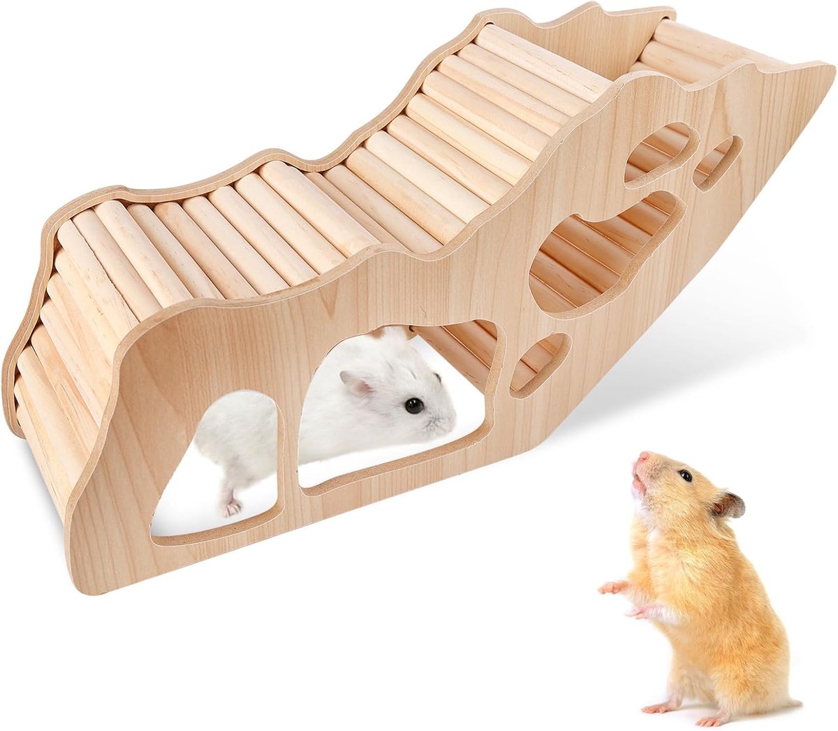 Caviahuis, cavia-tunnel, caviahuis, caviahuis, huis voor cavia's met klimladder, knaagdierhuizen, hamsterhuizen voor gerbils
