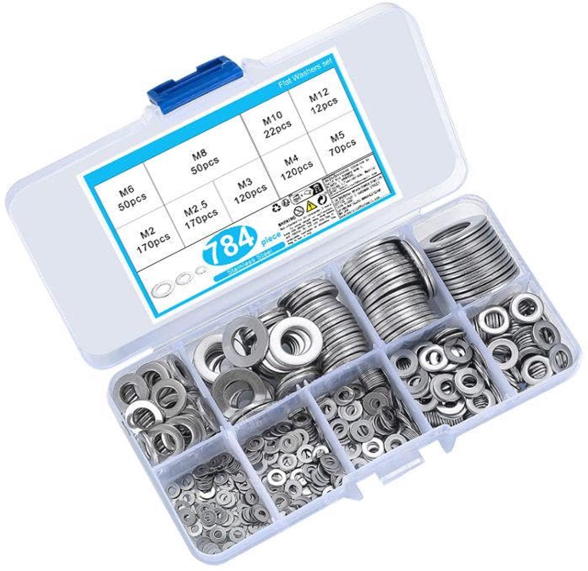 Sluitringen 784 stuks, M2-M12, voor industrie