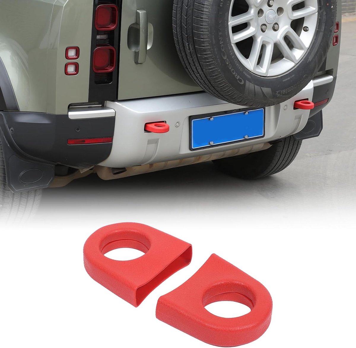 2-delige trekhaak ringhoezen compatibel met LR Defender 90 110 130 2020-2025 Auto Achterbumper Trekhaak Protector Cover, Rubber Trailer Hitch Cover Exterieur Accessoires (Rood)