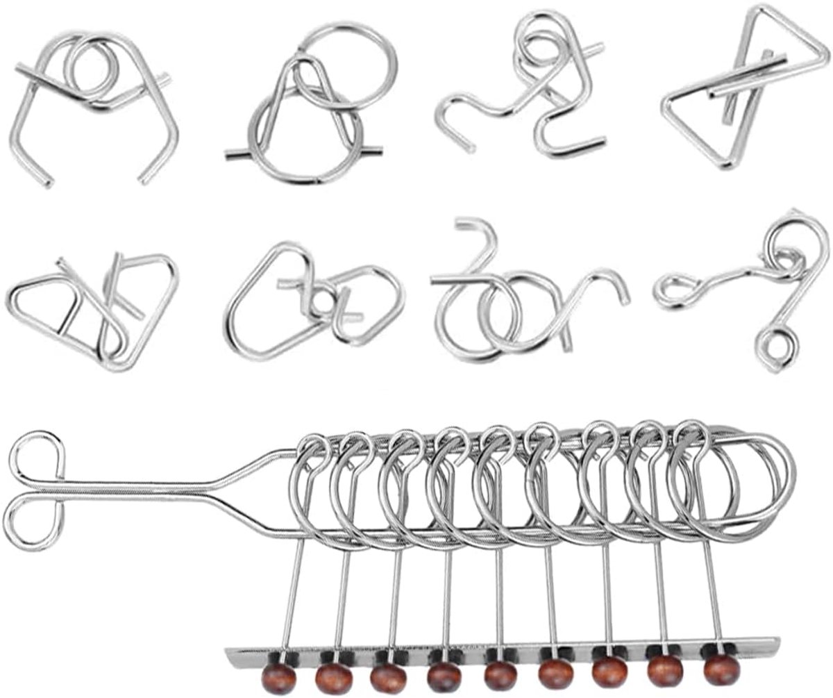 3D metalen puzzel, set met 9 puzzels van metaaldraad voor volwassenen en kinderen, educatief speelgoed voor geestelijke uitdaging en familieplezier, cadeau voor fans van logicspellen