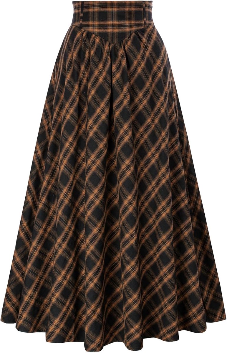 Victoriaanse klederdrachtrok voor dames, hoge taille met vetersluiting, middeleeuwse maxi-rok